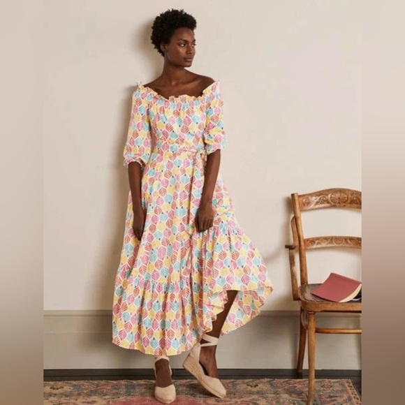 EUC BODEN Rosalind Tiered Midi Cotton Dress Size 6R - Picture 4 of 8